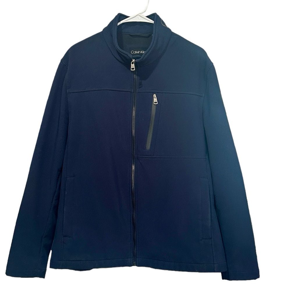 Calvin Klein soft shell jacket with angle pocket placket